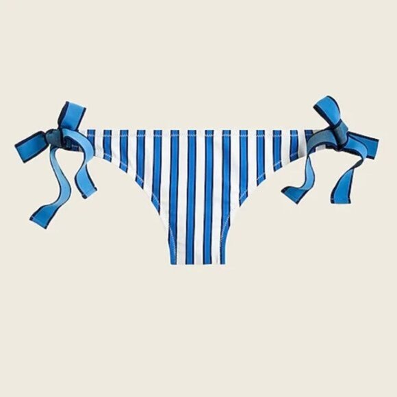 J. Crew | Surf Hipster Bikini Bottom Cabana Stripe Blue White Side Tie Plus 3X - Picture 11 of 12